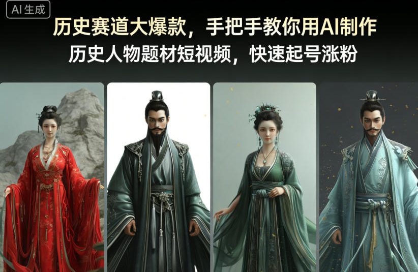 历史赛道大爆款,手把手教你用AI制作历史人物题材短视频,快速起号涨粉-高东资源网