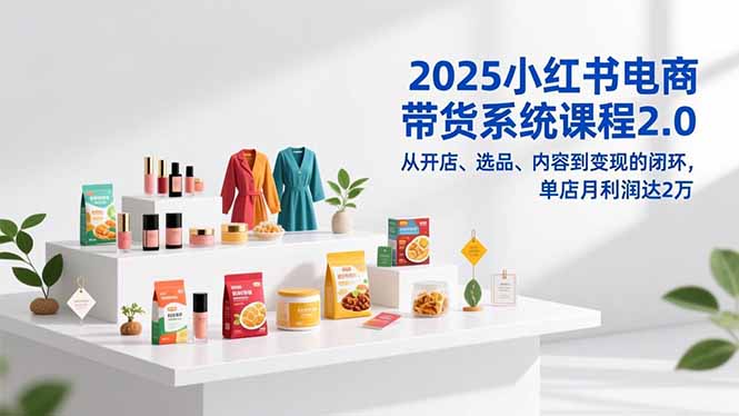 2025小红书电商带货系统课程2.0,从开店、选品、内容到变现的闭环,单店月利润达2万-高东资源网