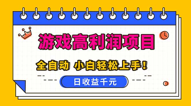 全自动游戏项目,日收益1000+,可批量,小白轻松上手!-高东资源网