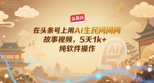 在头条号上用AI生民间故事视频，5天1k+，纯软件操作-高东资源网