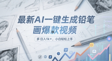 最新AI一键生成铅笔画爆款视频，多平台分发，日 入1k+，小白轻松上手【揭秘】-高东资源网