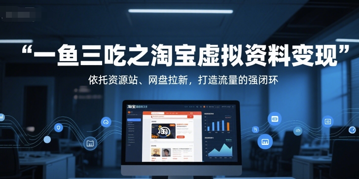 一鱼三吃之淘宝虚拟资料变现，依托资源站、网盘拉新，打造流量的强闭环-高东资源网