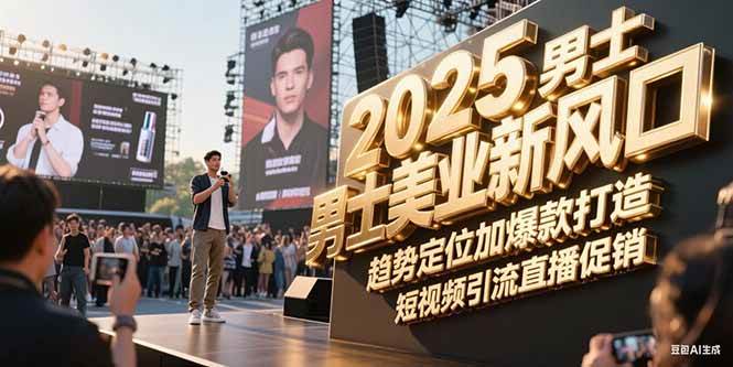 2025男士美业新风口，趋势定位加爆款打造，短视频引流直播促销-高东资源网