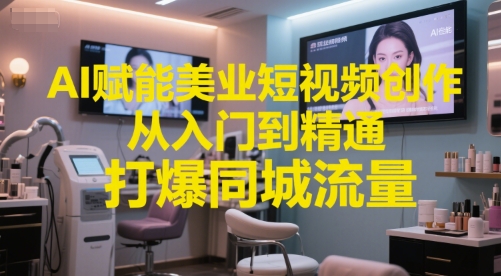 AI赋能美业短视频创作，从入门到精通，打爆同城流量，超级AI工具短视频实操落地-高东资源网