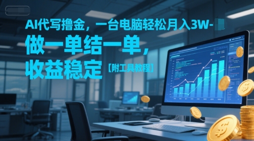 AI代写撸金，一台电脑轻松月入1-3W，做一单结一单，收益稳定【附工具教程】-高东资源网