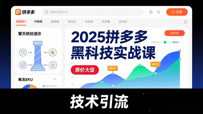 2025拼多多黑科技实战课，擎天柱玩法、爆流SKU、原价大促，技术引流，单店日销轻松破千单-高东资源网