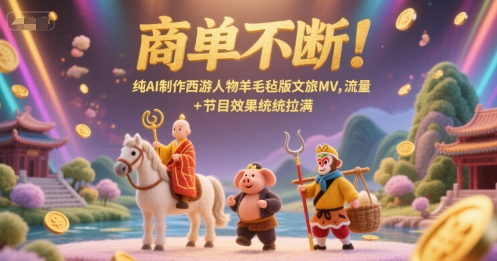 商单不断！纯AI制作西游人物羊毛毡版文旅MV，流量+节目效果统统拉满-高东资源网