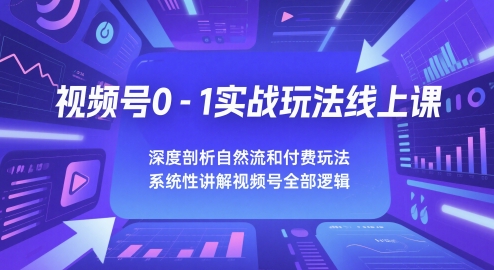 视频号0-1实战玩法线上课，深度剖析自然流和付费玩法，统性讲解视频号全部逻辑-高东资源网