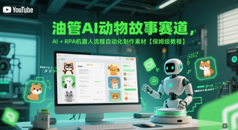 油管AI动物故事赛道，AI+RPA机器人流程自动化制作素材【保姆级教程】-高东资源网