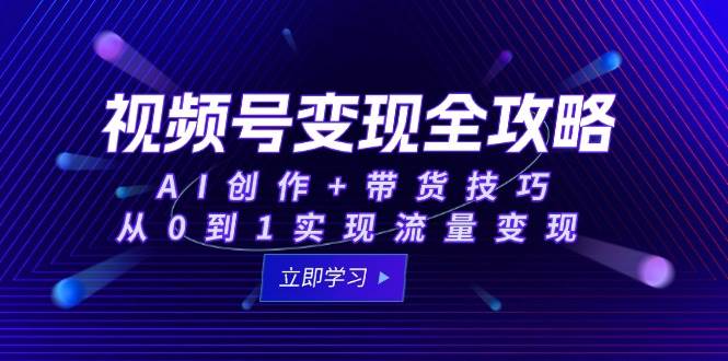 （15007期）视频号变现全攻略：AI创作+带货技巧，从0到1实现流量变现-高东资源网