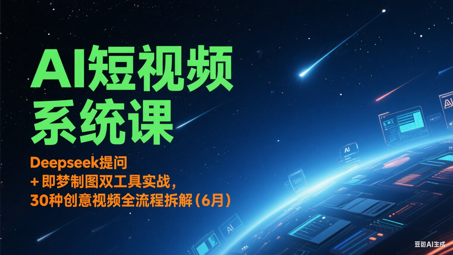 AI短视频系统课：Deepseek提问 + 即梦制图双工具实战，30种创意视频全流程拆解(6月)-高东资源网