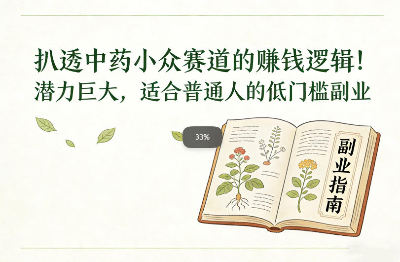 扒透中药小众赛道的賺米逻辑，潜力巨大，适合普通人的低门槛副业-高东资源网