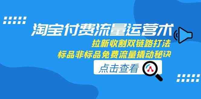 淘宝付费流量运营术，拉新收割双链路打法，标品非标品免费流量撬动秘诀-高东资源网