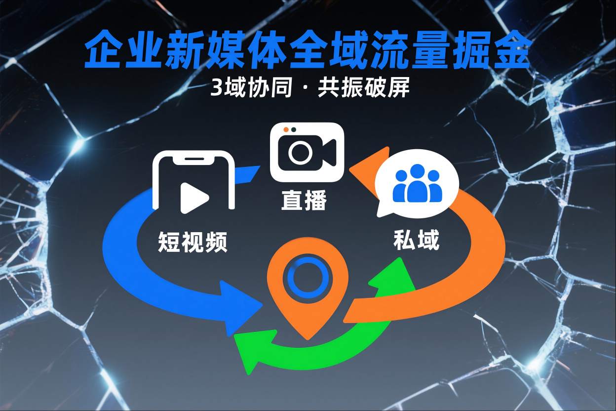 短视频全域商业模式，企业新媒体全域流量掘金，3域协同，共振破屏，短视频-直播-私域-地域-高东资源网