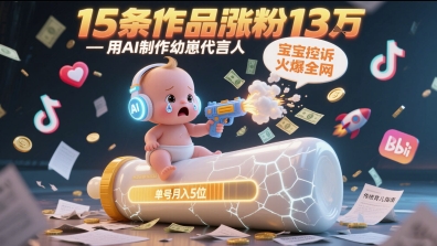 用AI制作幼崽代言人，宝宝的控诉火爆全网，15条作品涨粉13W，单号月入5位数实操教程-高东资源网