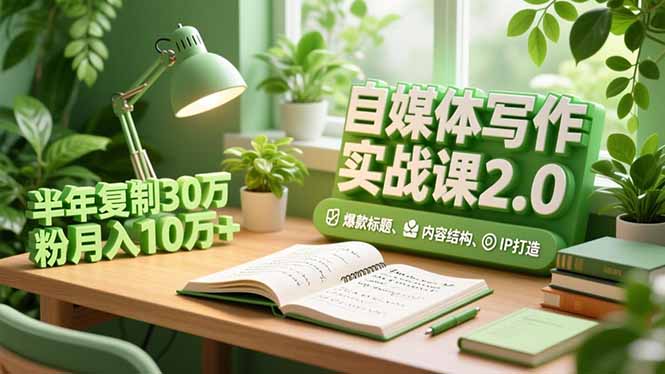 自媒体写作实战课2.0,爆款标题、内容结构、IP打造,半年复制30万粉月入10万+-高东资源网