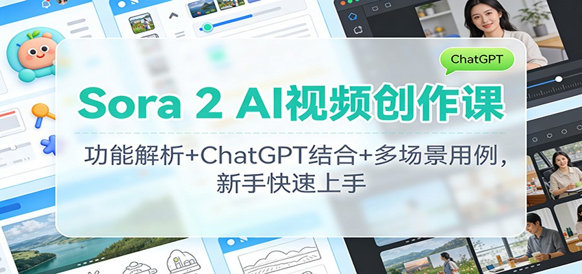 Sora 2 AI视频创作课:功能解析+ChatGPT结合+多场景用例,新手快速上手-高东资源网