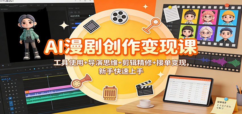 AI漫剧创作变现课：工具使用+导演思维+剪辑精修+接单变现，新手快速上手-高东资源网