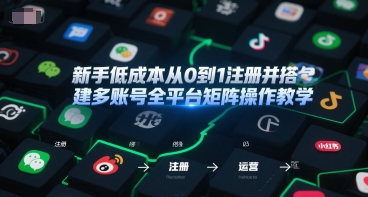 新手低成本从0到1注册并搭建多账号全平台矩阵操作教学，手机号-邮箱-IP-工具-高东资源网