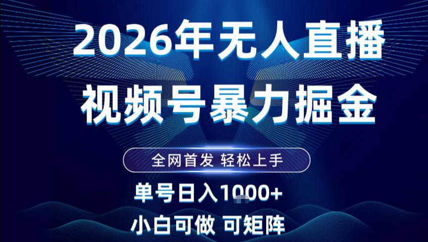 2026最新视频号无人直播掘金，全网首发，小白可以玩，长期稳定日入1k+【揭秘】-高东资源网