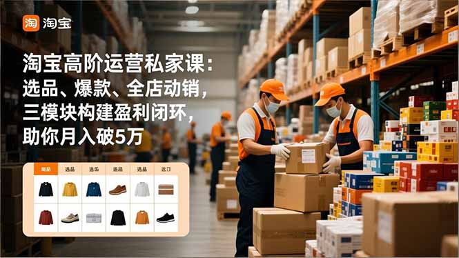 淘宝高阶运营私家课:选品、爆款、全店动销,三模块构建盈利闭环,助你月入破5万-高东资源网