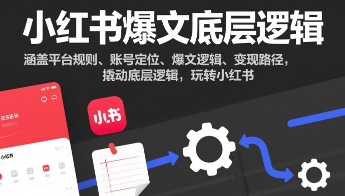 小红书爆文底层逻辑，涵盖平台规则、账号定位、爆文逻辑、变现路径，撬动底层逻辑，玩转小红书-高东资源网