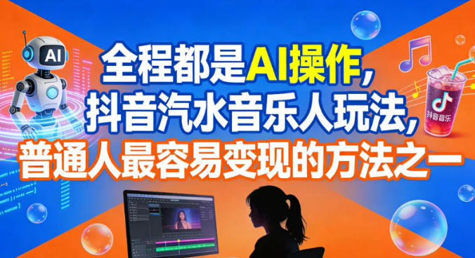 全程都是AI操作，抖音汽水音乐人玩法，普通人最容易变现的方法之一-高东资源网