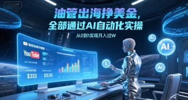 油管出海挣美金，全部通过AI自动化实操，从0到1实现月入过W-高东资源网